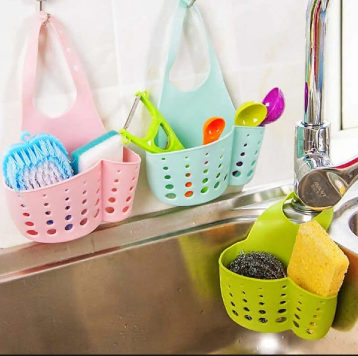 Silicone Sink Sponge Holder & Kitchen Drain Organizer Basket